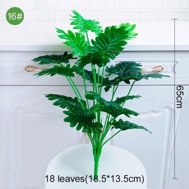Green Artificial Palm Leaves Plastic Tropical Tree Fake  Indoor Outdoor Garden Home Outdoor Decorations