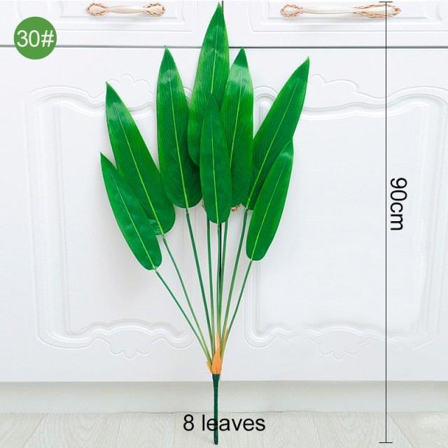 Green Artificial Palm Leaves Plastic Tropical Tree Fake  Indoor Outdoor Garden Home Outdoor Decorations