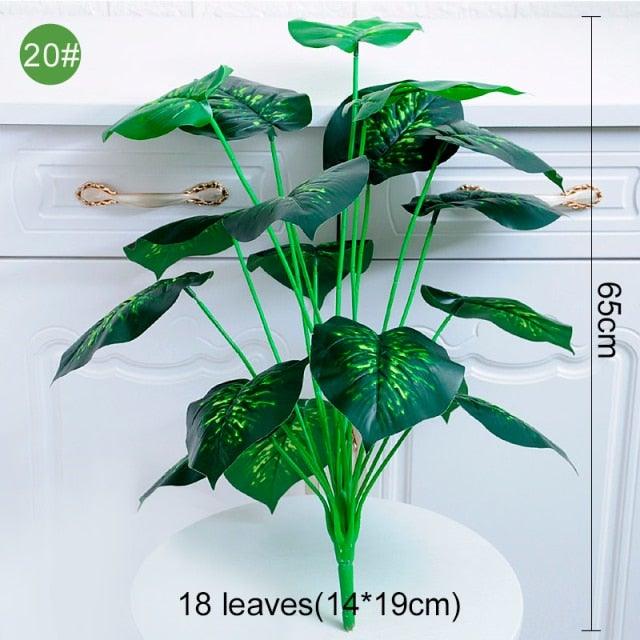 Green Artificial Palm Leaves Plastic Tropical Tree Fake  Indoor Outdoor Garden Home Outdoor Decorations