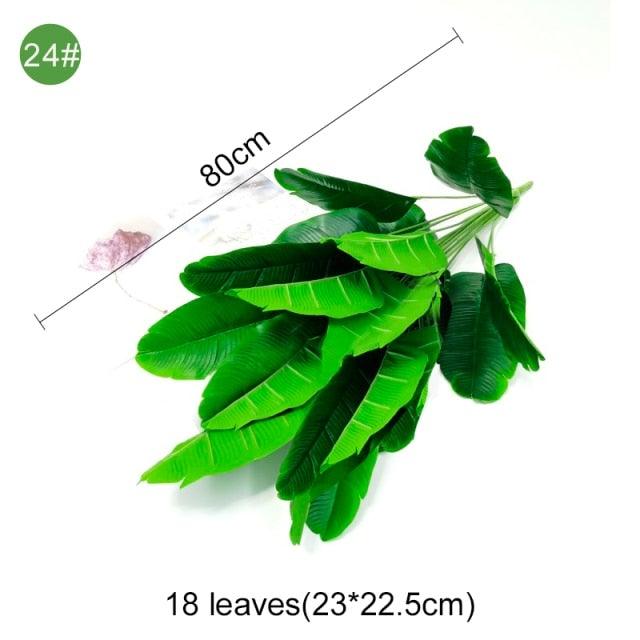 Green Artificial Palm Leaves Plastic Tropical Tree Fake  Indoor Outdoor Garden Home Outdoor Decorations