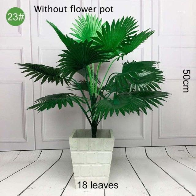 Green Artificial Palm Leaves Plastic Tropical Tree Fake  Indoor Outdoor Garden Home Outdoor Decorations