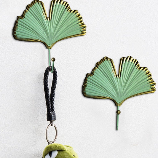 Green Gold Single Leaf Hanging Coat Hook Mini Wall Key Hook Home Decoration Modern Home Hanger Leaf Shape Coat Hooks Wall Mounted Hooks