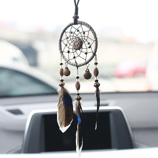 Handmade Dream Catcher Feather Car Interior Rear view Mirror Mini Home Decoration Retro Feather Dream net Catcher Feathers Wall Hanging Dream Net Weaving Decor Gifts for Car Room Decor Charms Pendant Decor Wall Hanging Ornaments