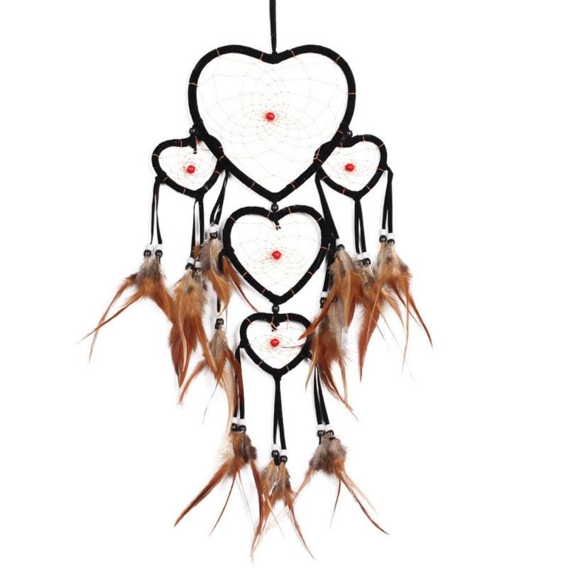 Handmade Dream-catcher Traditional Heart Dream Catching Ornaments Feather Ornaments Wall Car Hanging Wind Chimes Ornaments Home Hanging Room Birthday Decoration For Mom Pendants Ornaments
