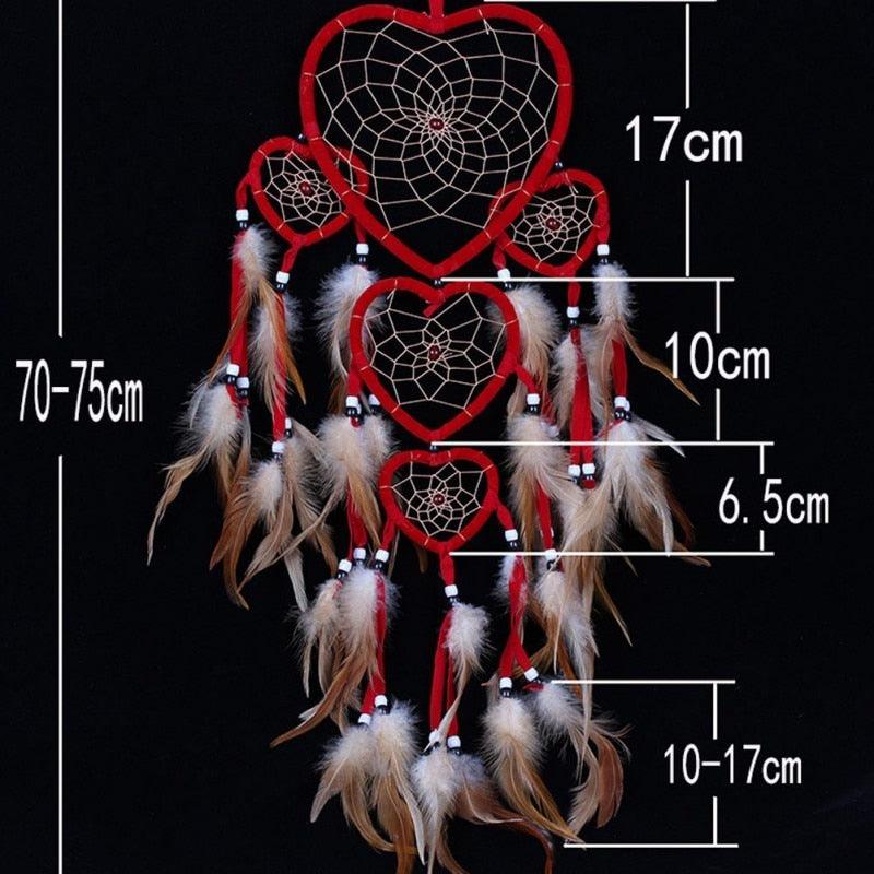 Handmade Dream-catcher Traditional Heart Dream Catching Ornaments Feather Ornaments Wall Car Hanging Wind Chimes Ornaments Home Hanging Room Birthday Decoration For Mom Pendants Ornaments