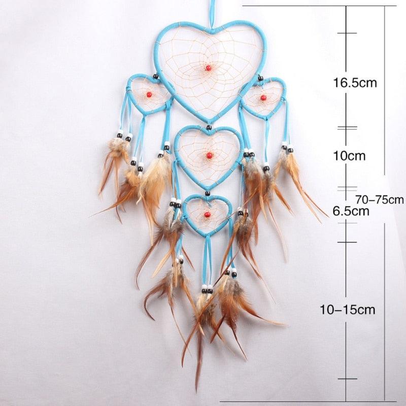 Handmade Dream-catcher Traditional Heart Dream Catching Ornaments Feather Ornaments Wall Car Hanging Wind Chimes Ornaments Home Hanging Room Birthday Decoration For Mom Pendants Ornaments