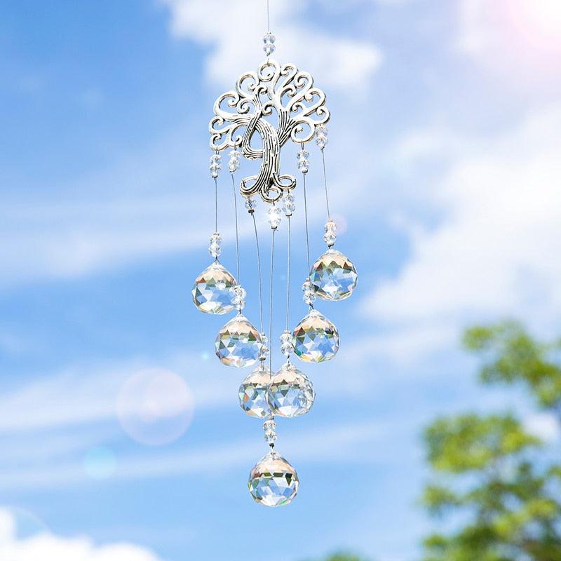 Hanging Crystal With Ball Prism Rainbow Maker Tree of Life Decor For Garden Window Rainbow Maker with Chain for Easy Hanging Outdoor Home Kids Room Window