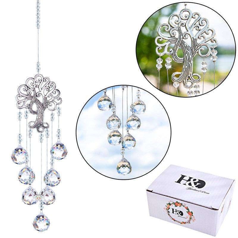 Hanging Crystal With Ball Prism Rainbow Maker Tree of Life Decor For Garden Window Rainbow Maker with Chain for Easy Hanging Outdoor Home Kids Room Window