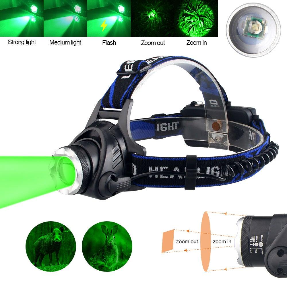 Headlamp Flashlight USB LED Head Rechargeable Light Waterproof Green/Red/UV 395nm Zoomable Headlamp Flashlight Light Outdoor   Waterproof Headlight Led Head Lamp 3 Modes Torch For Camping Hiking Fishing