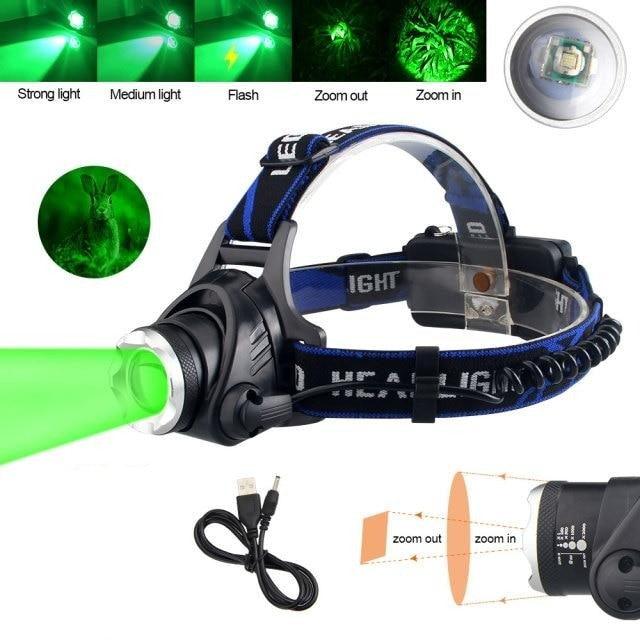 Headlamp Flashlight USB LED Head Rechargeable Light Waterproof Green/Red/UV 395nm Zoomable Headlamp Flashlight Light Outdoor   Waterproof Headlight Led Head Lamp 3 Modes Torch For Camping Hiking Fishing