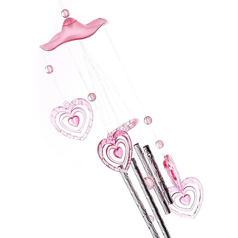 Heart Plastic Crystal  Metal Tubes Wind Chime Home Garden Decoration Gift Car Outdoor Heart Wind Chimes Decoration Gift for Mom Heart Wind Bell  Heart Wind Catcher Aluminum  Outdoor Yard Garden Decor Wind Chimes