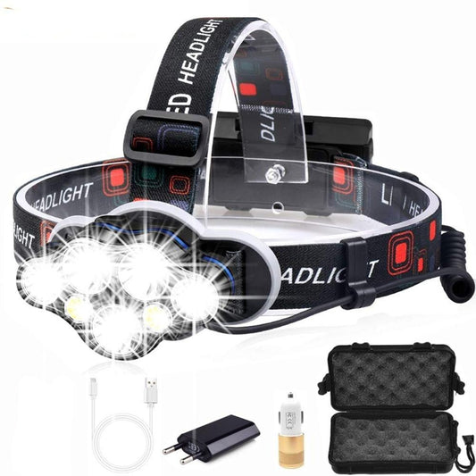 High Lumen Ultra Bright Powerful Rechargeable LED Headlamp  USB Head Lamp 7 LED Headlight Head Flashlight Waterproof Flashlight Head Torch For Outdoor Camping Cycling Running Fishing