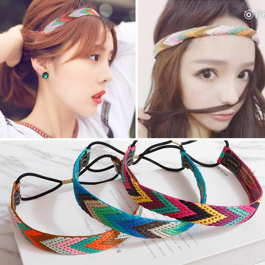 High Quality Vintage Bohemian Ethnic Embroidery Flower Headband for Women Girl Elastic Hair Band Retro Gorgeous Hair Accessories For Women