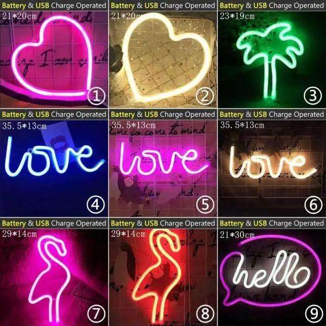 High Quality Wholesale LED Neon Night Light Sign Wall Art Sign Night Lamp Xmas Birthday Gift Wedding Party Wall Hanging Neon Lamp Home Decor