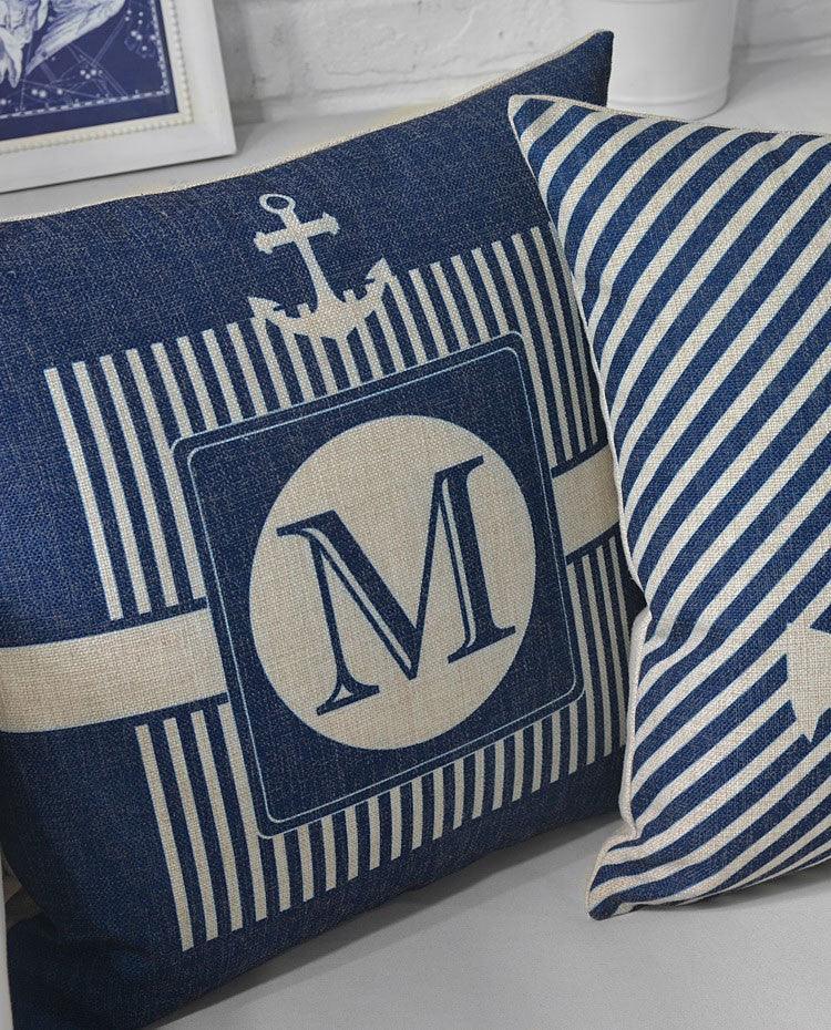 Home Decorative Pillows Mediterranean Pillow Cover Blue Anchor Navigation Compass Sailboat Pillowcase Decorative Cushion Cover For Home Cover Sea Blue Compass Marine Ship Linen Pillow Case Cushion Cover 45x45CM