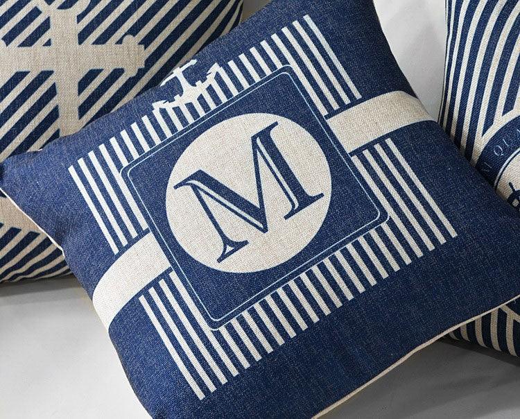 Home Decorative Pillows Mediterranean Pillow Cover Blue Anchor Navigation Compass Sailboat Pillowcase Decorative Cushion Cover For Home Cover Sea Blue Compass Marine Ship Linen Pillow Case Cushion Cover 45x45CM