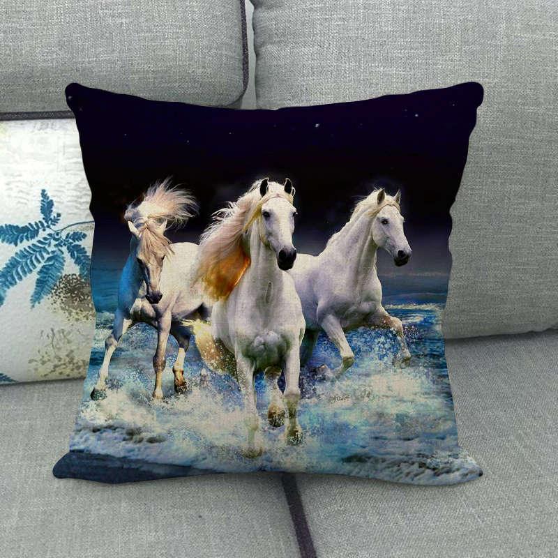 Horse Print Throw Pillow Covers Decorative Pillowcase Square Cushion Covers For Home Sofa Bedroom Livingroom Throw Pillow Covers Horse Herd Run in Desert Sand Storm Against Dramatic Sky Decor Linen Pillow Cases 45X45CM