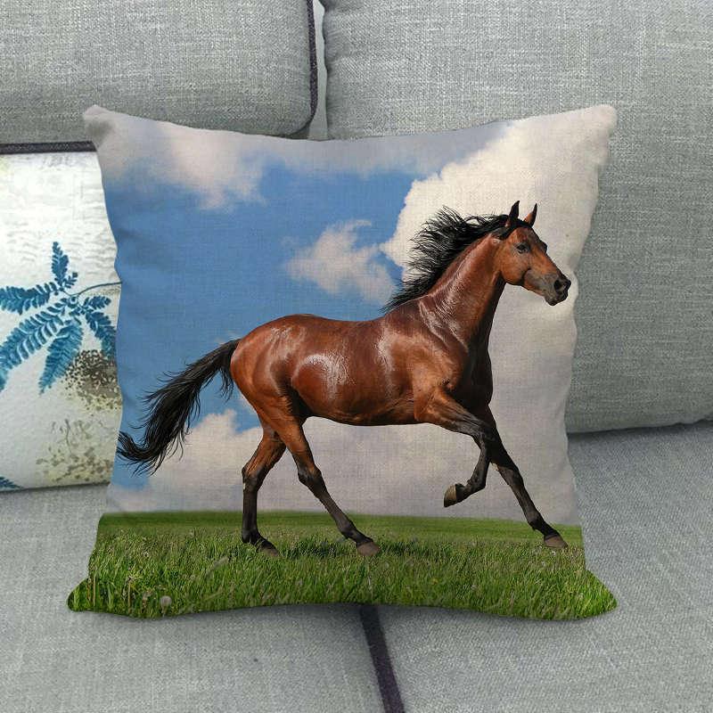 Horse Print Throw Pillow Covers Decorative Pillowcase Square Cushion Covers For Home Sofa Bedroom Livingroom Throw Pillow Covers Horse Herd Run in Desert Sand Storm Against Dramatic Sky Decor Linen Pillow Cases 45X45CM