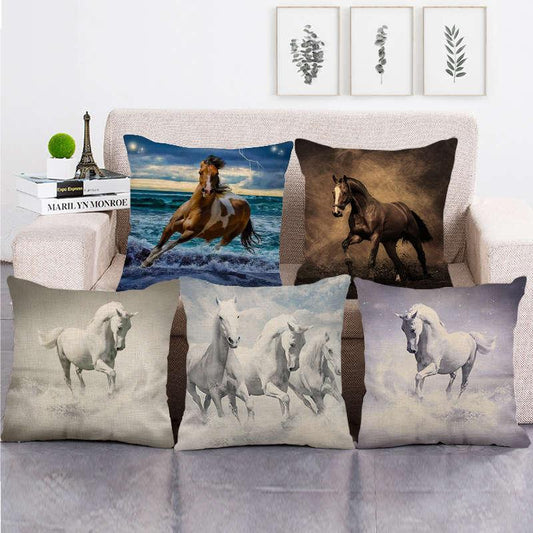 Horse Print Throw Pillow Covers Decorative Pillowcase Square Cushion Covers For Home Sofa Bedroom Livingroom Throw Pillow Covers Horse Herd Run in Desert Sand Storm Against Dramatic Sky Decor Linen Pillow Cases 45X45CM