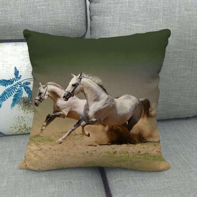 Horse Print Throw Pillow Covers Decorative Pillowcase Square Cushion Covers For Home Sofa Bedroom Livingroom Throw Pillow Covers Horse Herd Run in Desert Sand Storm Against Dramatic Sky Decor Linen Pillow Cases 45X45CM