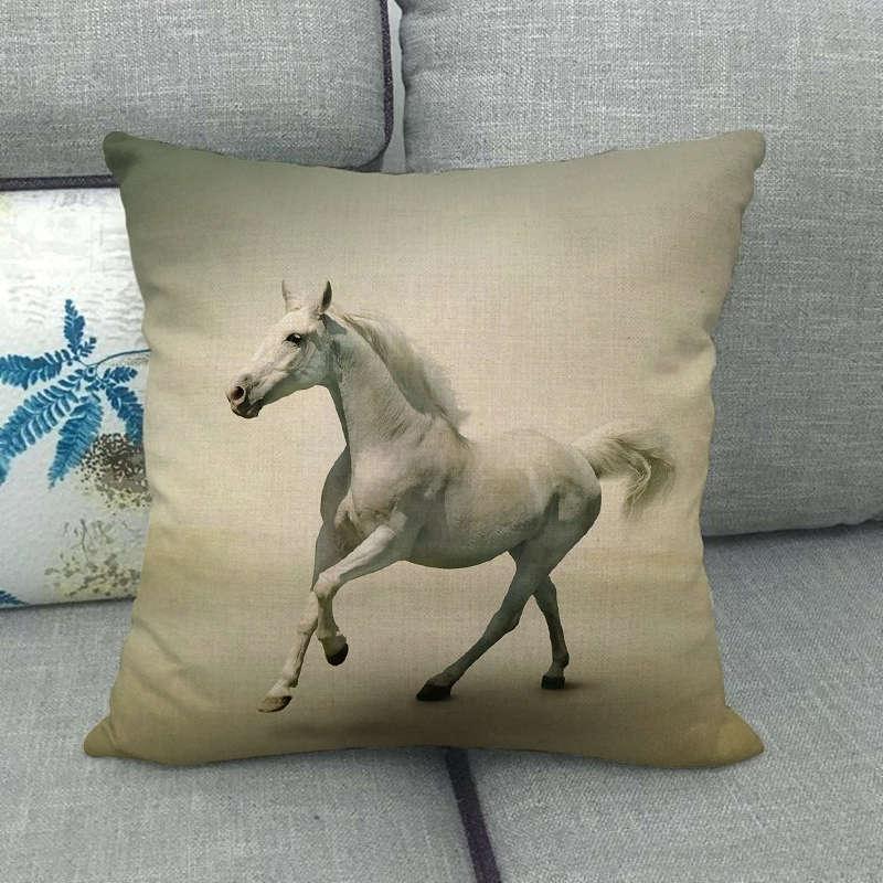 Horse Print Throw Pillow Covers Decorative Pillowcase Square Cushion Covers For Home Sofa Bedroom Livingroom Throw Pillow Covers Horse Herd Run in Desert Sand Storm Against Dramatic Sky Decor Linen Pillow Cases 45X45CM