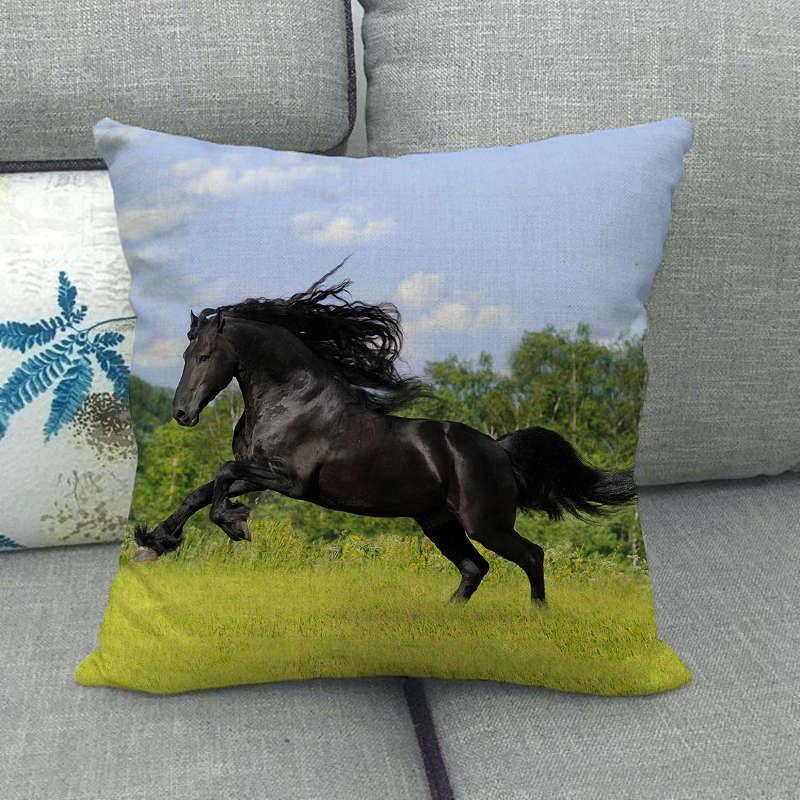 Horse Print Throw Pillow Covers Decorative Pillowcase Square Cushion Covers For Home Sofa Bedroom Livingroom Throw Pillow Covers Horse Herd Run in Desert Sand Storm Against Dramatic Sky Decor Linen Pillow Cases 45X45CM