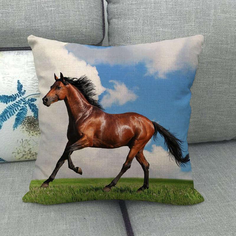 Horse Print Throw Pillow Covers Decorative Pillowcase Square Cushion Covers For Home Sofa Bedroom Livingroom Throw Pillow Covers Horse Herd Run in Desert Sand Storm Against Dramatic Sky Decor Linen Pillow Cases 45X45CM