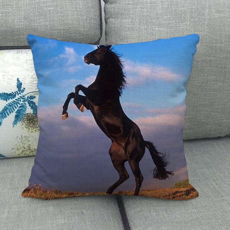 Horse Print Throw Pillow Covers Decorative Pillowcase Square Cushion Covers For Home Sofa Bedroom Livingroom Throw Pillow Covers Horse Herd Run in Desert Sand Storm Against Dramatic Sky Decor Linen Pillow Cases 45X45CM