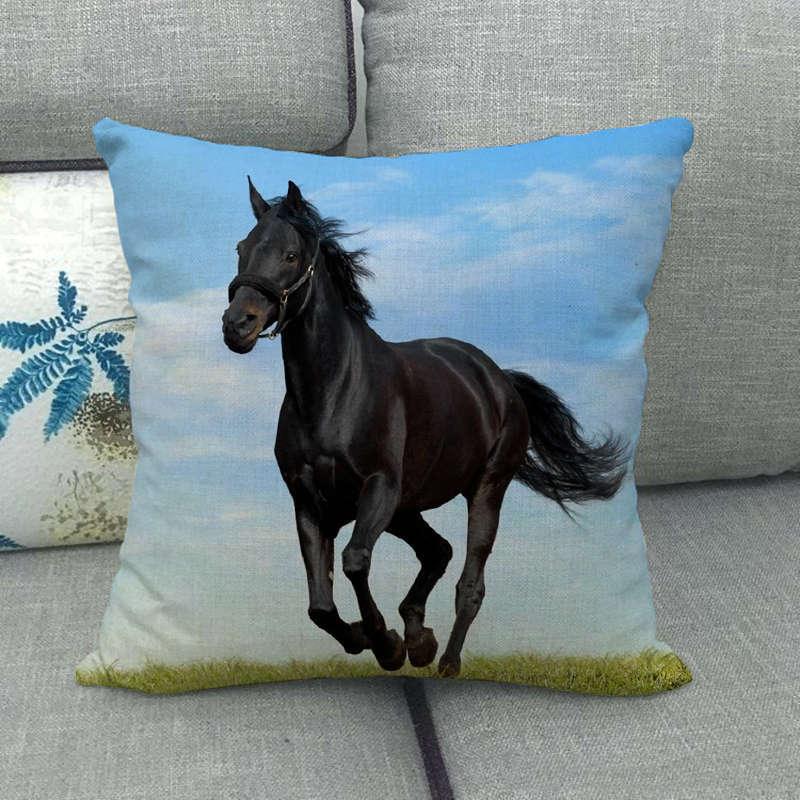 Horse Print Throw Pillow Covers Decorative Pillowcase Square Cushion Covers For Home Sofa Bedroom Livingroom Throw Pillow Covers Horse Herd Run in Desert Sand Storm Against Dramatic Sky Decor Linen Pillow Cases 45X45CM