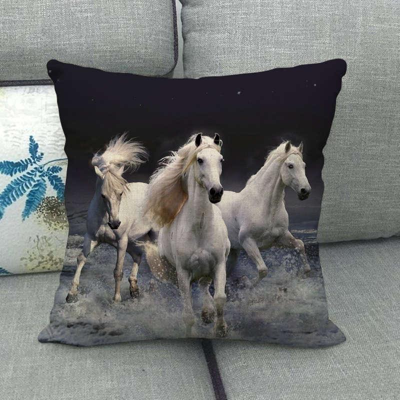 Horse Print Throw Pillow Covers Decorative Pillowcase Square Cushion Covers For Home Sofa Bedroom Livingroom Throw Pillow Covers Horse Herd Run in Desert Sand Storm Against Dramatic Sky Decor Linen Pillow Cases 45X45CM