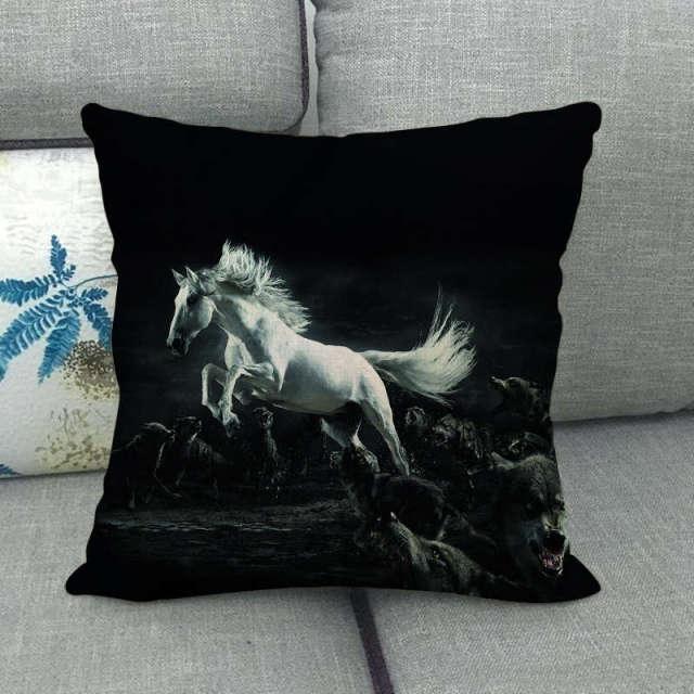 Horse Print Throw Pillow Covers Decorative Pillowcase Square Cushion Covers For Home Sofa Bedroom Livingroom Throw Pillow Covers Horse Herd Run in Desert Sand Storm Against Dramatic Sky Decor Linen Pillow Cases 45X45CM