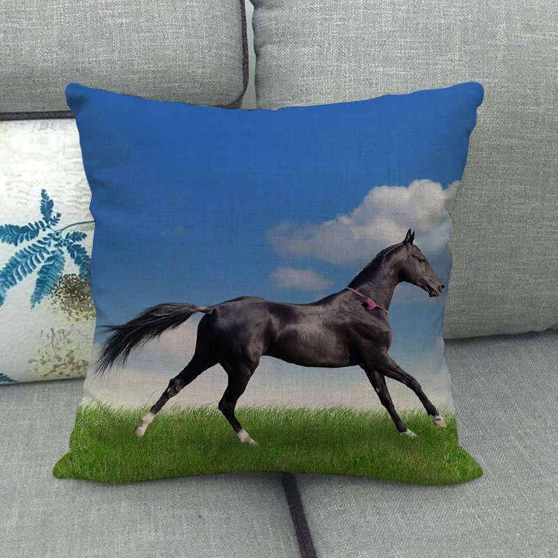 Horse Print Throw Pillow Covers Decorative Pillowcase Square Cushion Covers For Home Sofa Bedroom Livingroom Throw Pillow Covers Horse Herd Run in Desert Sand Storm Against Dramatic Sky Decor Linen Pillow Cases 45X45CM
