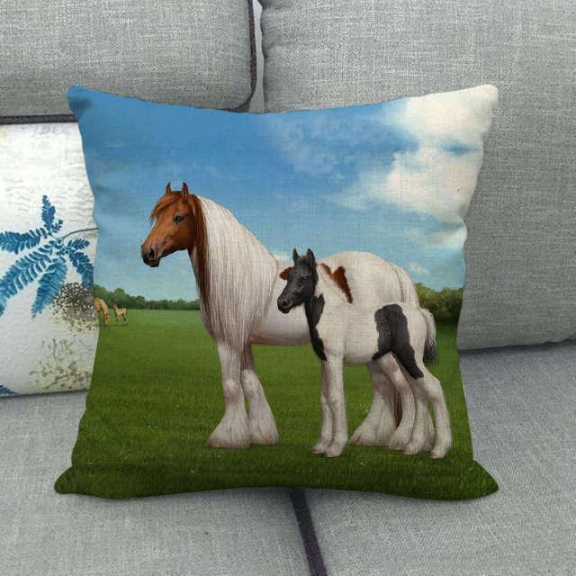 Horse Print Throw Pillow Covers Decorative Pillowcase Square Cushion Covers For Home Sofa Bedroom Livingroom Throw Pillow Covers Horse Herd Run in Desert Sand Storm Against Dramatic Sky Decor Linen Pillow Cases 45X45CM