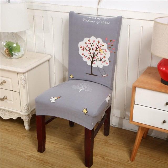 Housmife Printed Stretch Chair Cover Big Elastic Seat Chair Covers Slipcovers Restaurant Banquet Home Dining Party Decoration Stretch Spandex Removable Washable Anti-dust Seat Slipcover  Protector for Hotel Office Ceremony Banquet
