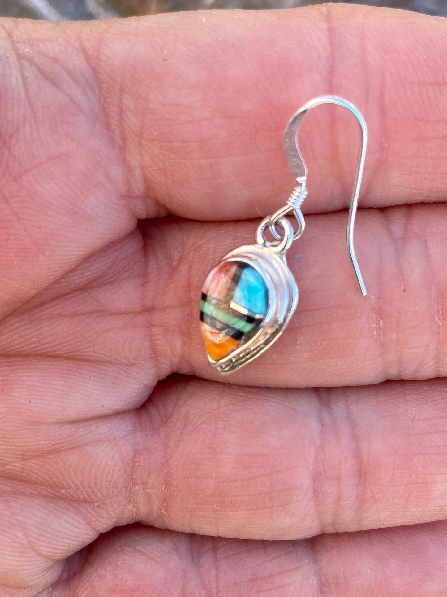 Handcrafted Turquoise Orange Spiny Drop Dangle Earrings