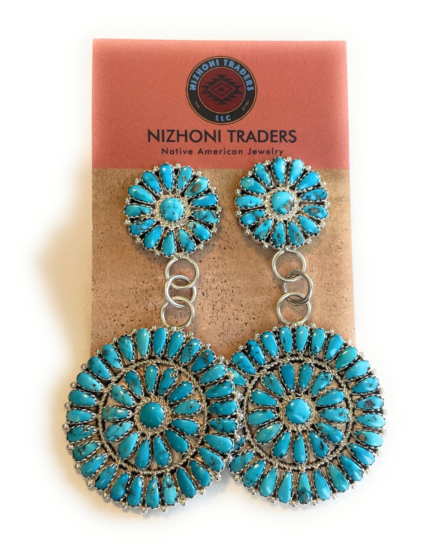 Navajo Sleeping Beauty Turquoise Sterling Silver Dangle Earrings