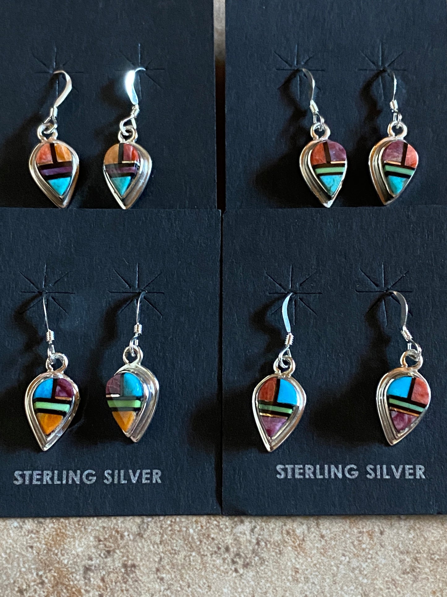 Handcrafted Turquoise Orange Spiny Drop Dangle Earrings