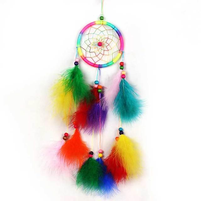 Indian Style Dreamcatcher Handmade Wind Chimes Hanging Pendant Dream Catcher For Bedroom Home Wall Art Hangings Decorations Feather Flowers Dream Catchers For Girls Kids Nursery Bedroom Wall Decor Festival Gift