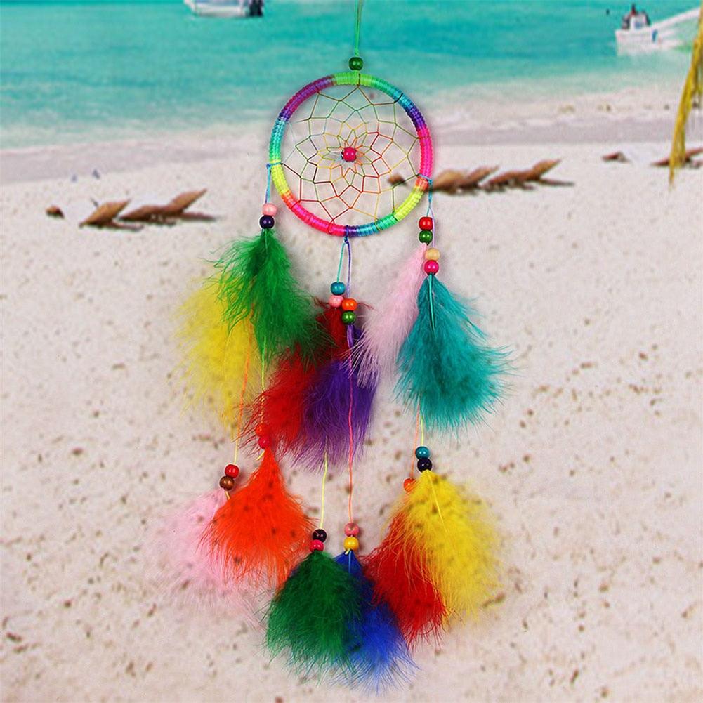 Indian Style Dreamcatcher Handmade Wind Chimes Hanging Pendant Dream Catcher For Bedroom Home Wall Art Hangings Decorations Feather Flowers Dream Catchers For Girls Kids Nursery Bedroom Wall Decor Festival Gift