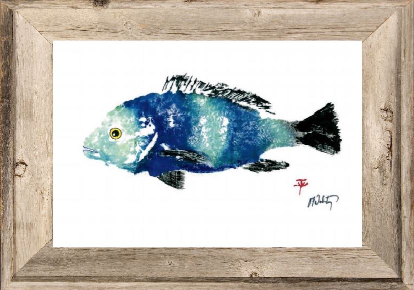 Coastal Art Jamaican Blue Fish Ocean Artist Inspired