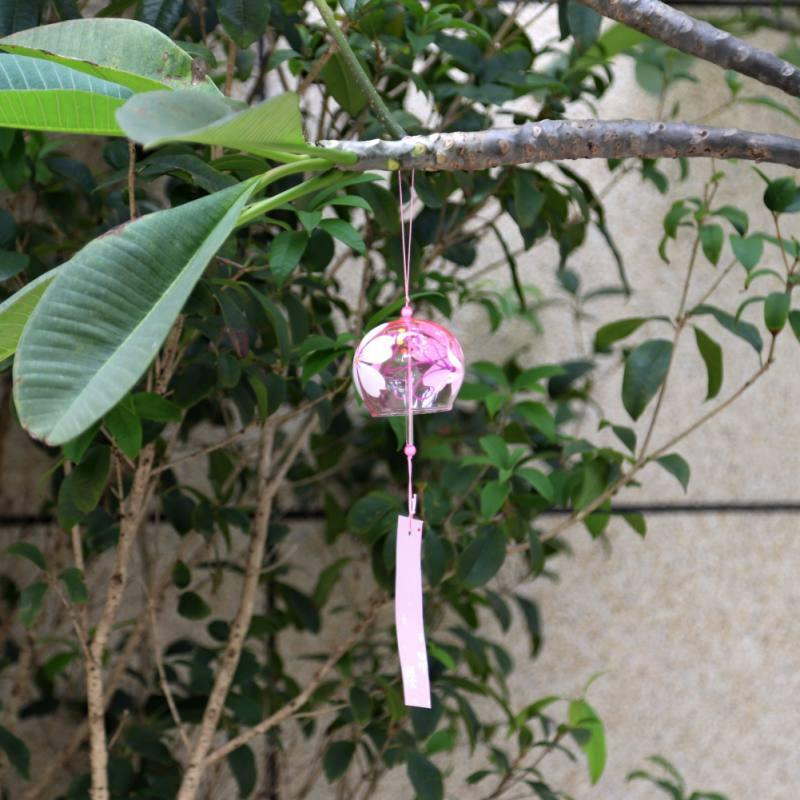 Japan Style Hand-paint Sakura Glass Wind Chimes Creative Gifts Painted Window & Door Hanging Bells Decorations Hanging Wind Chime Pendant Label Chimes Wind Bells Gift For Mom Home