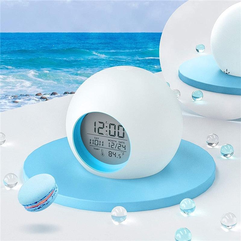 Kids Digital Alarm Clock 7 Color Night Light Snooze Temperature Detect Children Sleep Bedside Color Night Light Snooze Temperature Detect for Toddler Children Boys and Girls Students to Wake up at Bedroom Bedside Cute Wake Up Timer Alarm Clock