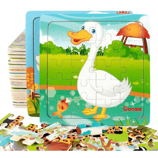 Kids Puzzle Toy Animals and Vehicle Wooden Puzzles Jigsaw Baby Educational Learning Toys for Children Gift