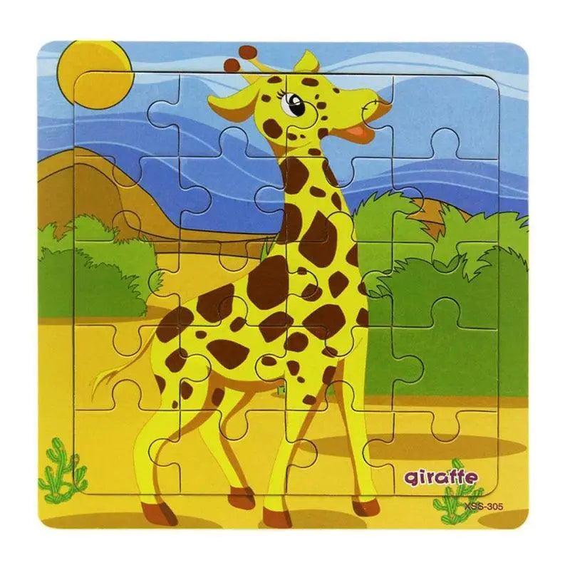 Kids Puzzle Toy Animals and Vehicle Wooden Puzzles Jigsaw Baby Educational Learning Toys for Children Gift