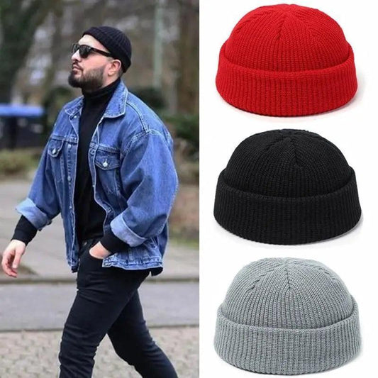 Knitted Hats For Women Men Beanie Hat Winter Stylish  Baggy Melon Cap Fisherman Beanies Hats For Men For Winter Unisex Solid Color Knitted Beanie Hat Warm Brimless Cuff  Sailor Cap