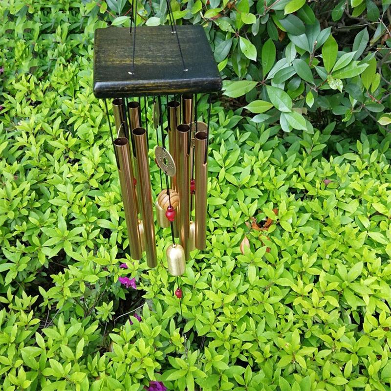 Large Copper Money Pendant Wind Chime Tubes Bells Copper Metal Pipe Chime Large Wind Chimes Bells Tubes Pendant Balcony Outdoor Yard Garden Home Decoration