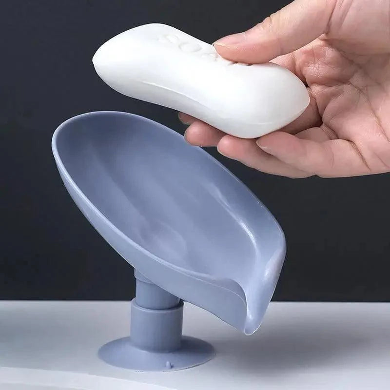 Leaf Shape Soap Box Drain Soap Holder Box Bathroom Accessories Toilet Laundry Soap Box Tray Gadgets Soap Holder Leaf-Shape Self Draining Soap Dish Holder Not Punched Easy Clean Bar Soap Holder With Suction Cup Soap Dish Suitable For Bathroom Kitchen