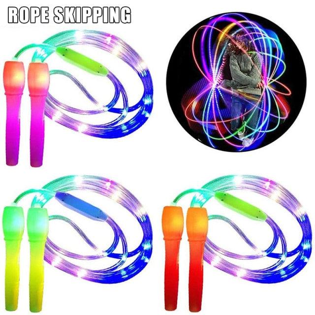 LED Luminous Kids Skipping Ropes Kids Night Exercise Fitness Training Sports Supplies Colorful Glowing Skipping Rope Handles Fast Speed Rope LED Light Up Without Tangles For Basic Jumping Training Women Kids