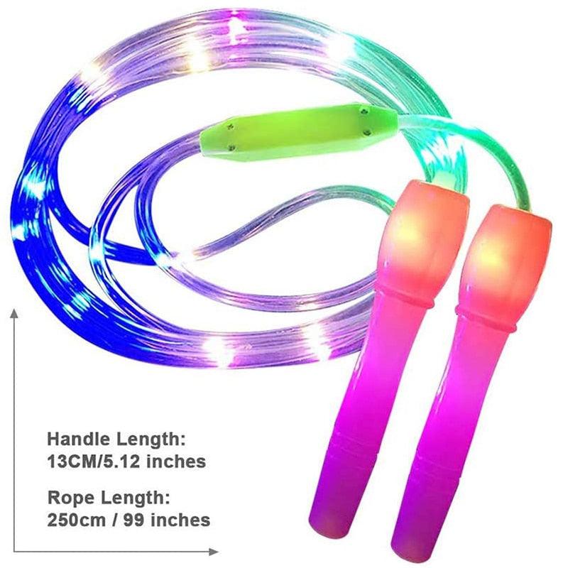 LED Luminous Kids Skipping Ropes Kids Night Exercise Fitness Training Sports Supplies Colorful Glowing Skipping Rope Handles Fast Speed Rope LED Light Up Without Tangles For Basic Jumping Training Women Kids