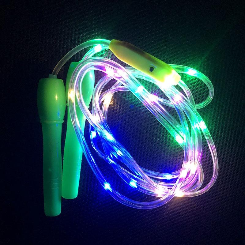 LED Luminous Kids Skipping Ropes Kids Night Exercise Fitness Training Sports Supplies Colorful Glowing Skipping Rope Handles Fast Speed Rope LED Light Up Without Tangles For Basic Jumping Training Women Kids